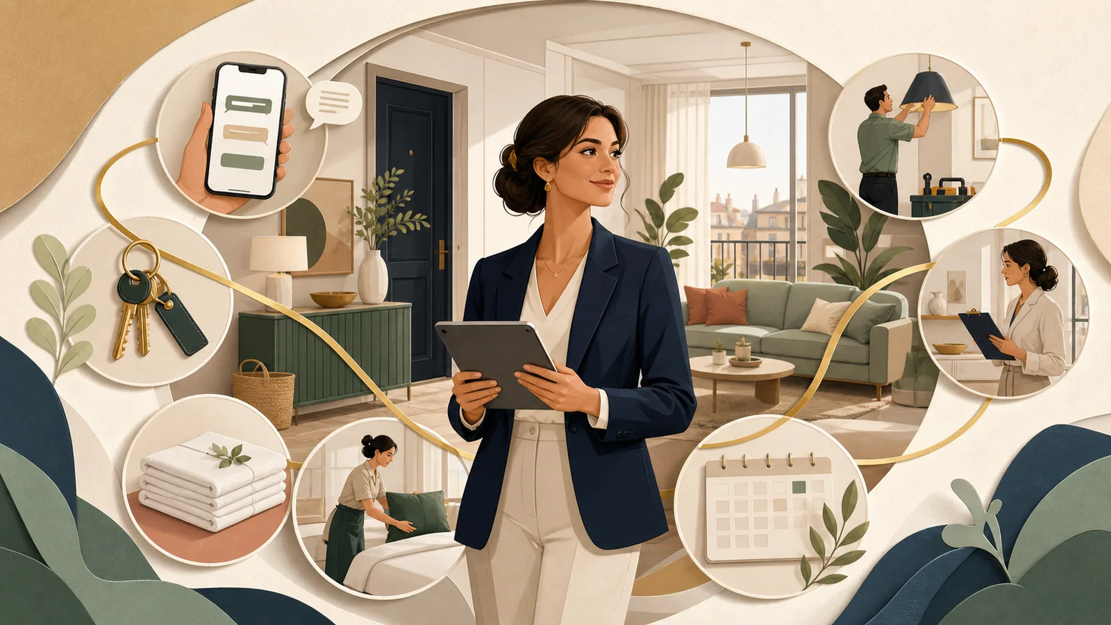 Illustration des services coordonnés par une conciergerie de location courte durée